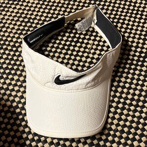 Nike White Golf Visor with Black Logo